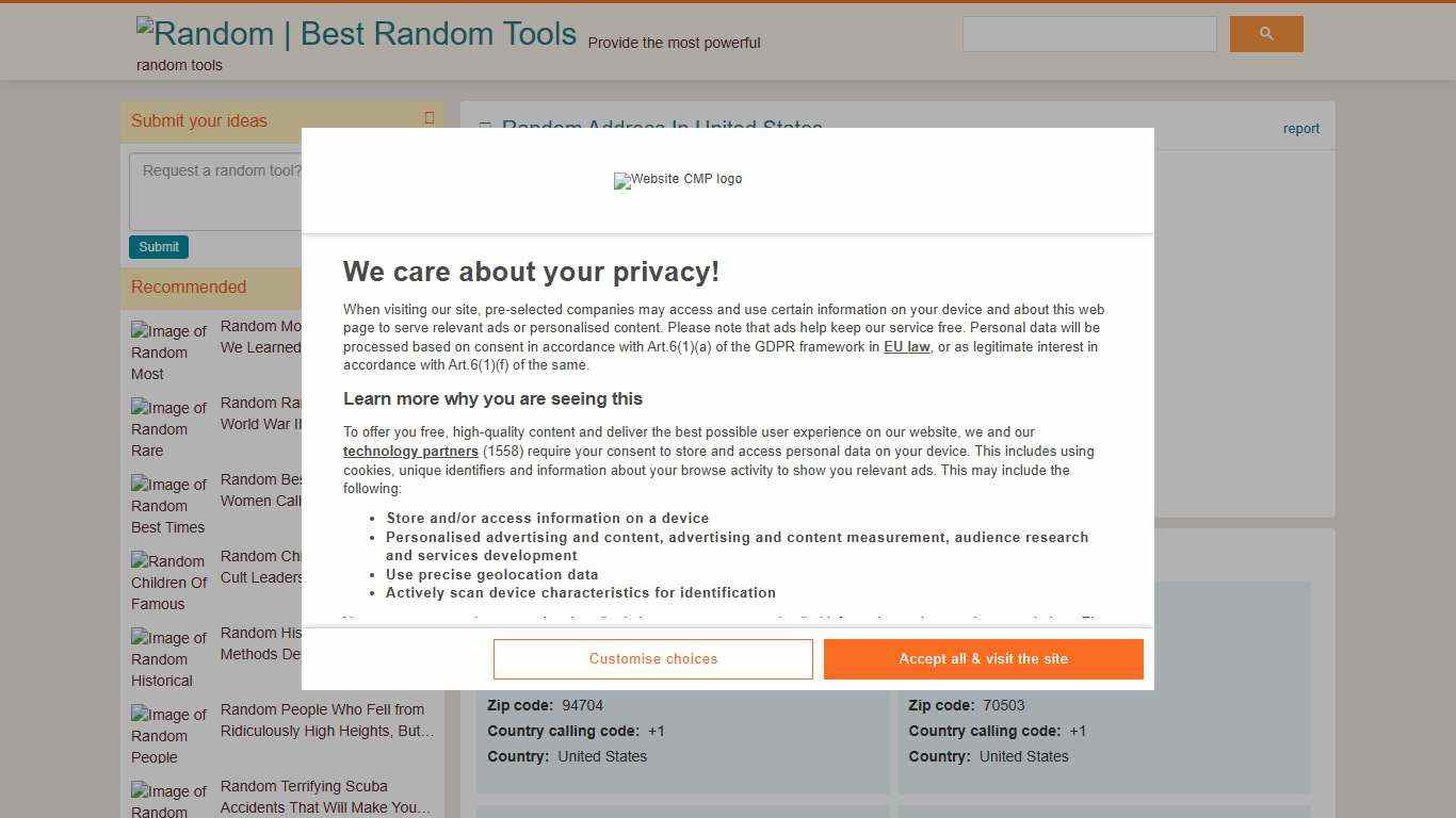 Random Address In United States Best Random Tools
